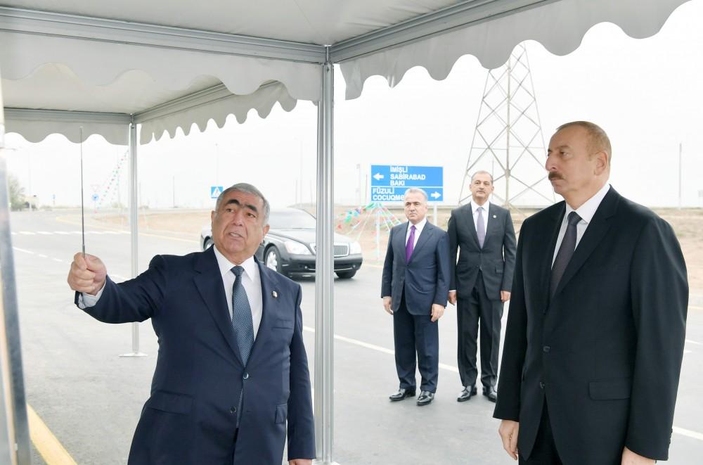 President Aliyev inaugurates new section of Mingachevir-Bahramtapa highway (PHOTO)
