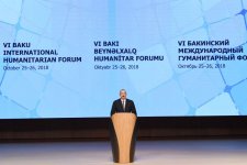 Azerbaijani president, first lady attending opening of VI Int’l Humanitarian Forum (PHOTO)