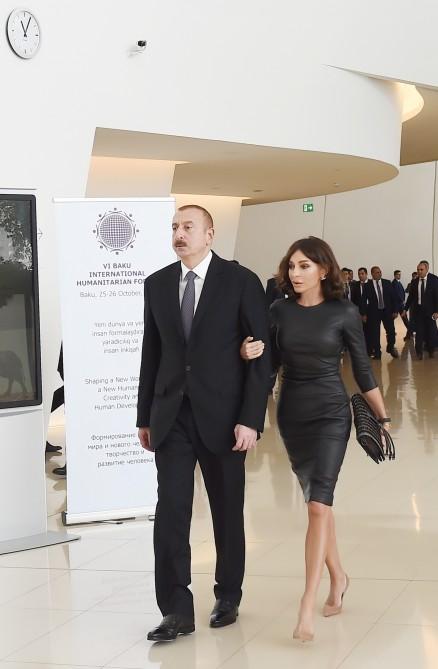 Azerbaijani president, first lady attending opening of VI Int’l Humanitarian Forum (PHOTO)