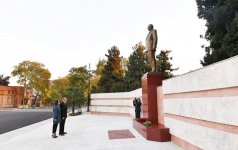 President Ilham Aliyev, First Lady Mehriban Aliyeva arrive in Gakh district for visit (PHOTO)