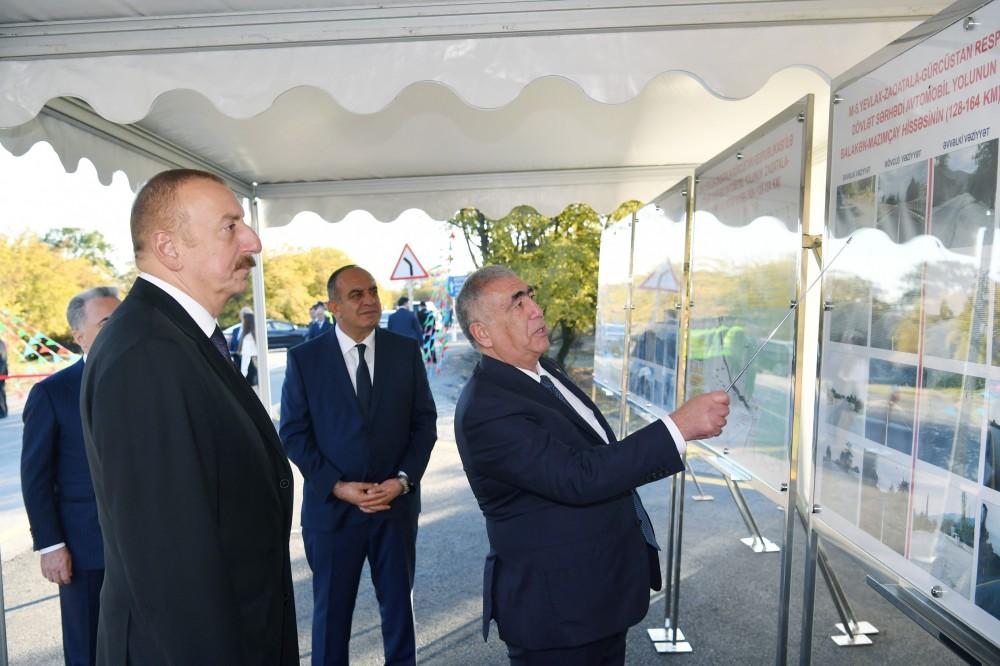 President Ilham Aliyev attends inauguration of Gakh-Gipchag-Aghyazi road (PHOTO)