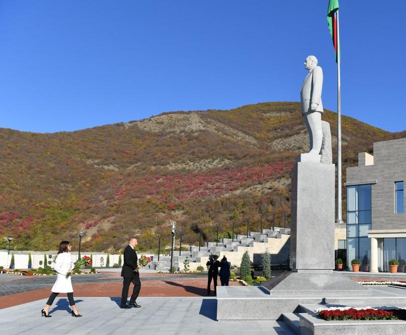 President Ilham Aliyev, First Lady Mehriban Aliyeva arrive in Shaki city for visit (PHOTO)