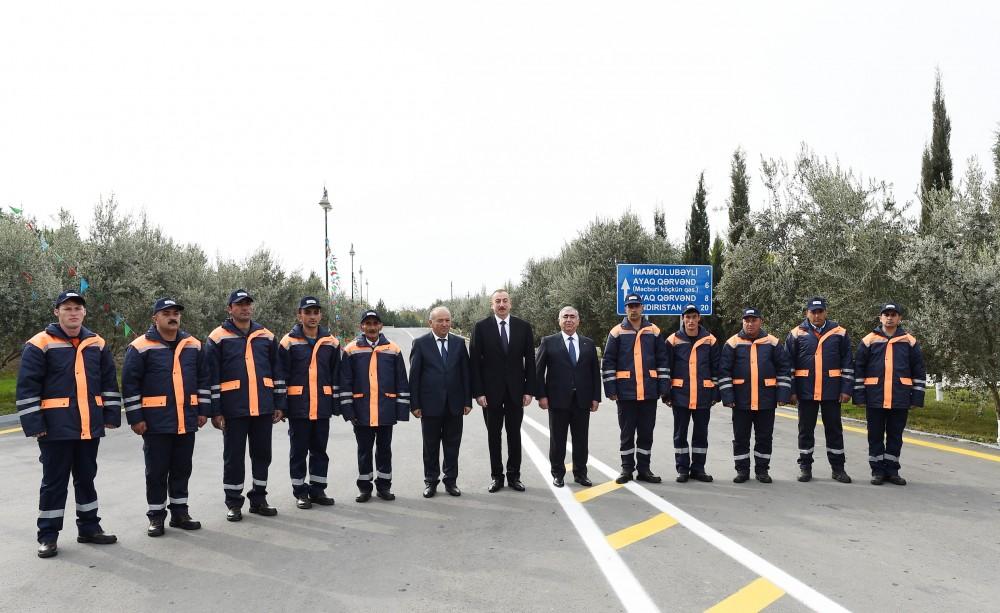 Azerbaijani president inaugurates highway in Aghdam (PHOTO)