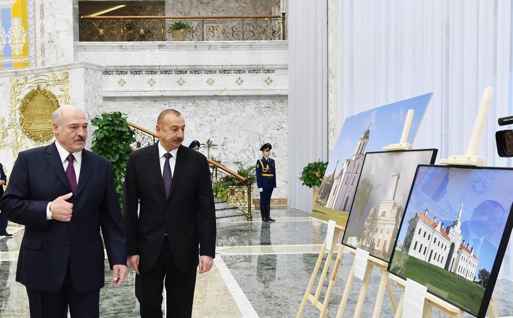 Official welcome ceremony held for Azerbaijani president in Minsk (PHOTO)