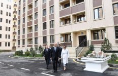 Azerbaijani president, first lady attend opening of residential complex for refugees, IDPs in Sumgait (PHOTO)