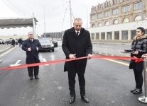 Azerbaijani president attends opening of road connecting Ziya Bunyadov avenue with Balakhani-Binagadi highway (PHOTO)