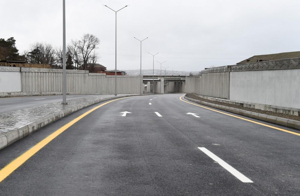 Azerbaijani president attends opening of road connecting Ziya Bunyadov avenue with Balakhani-Binagadi highway (PHOTO)