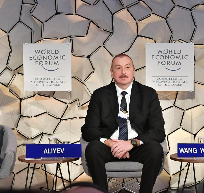 President Ilham Aliyev attended “Advancing the Belt and Road Initiative: China`s Trillion Dollar Vision” session in Davos (PHOTO)