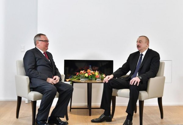 President Aliyev meets head of VTB Bank in Davos