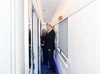 President Ilham Aliyev views passenger train to run on Baku-Tbilisi- Kars route (PHOTO)