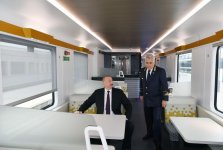 President Ilham Aliyev views passenger train to run on Baku-Tbilisi- Kars route (PHOTO)