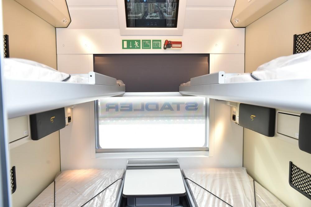 President Ilham Aliyev views passenger train to run on Baku-Tbilisi- Kars route (PHOTO)
