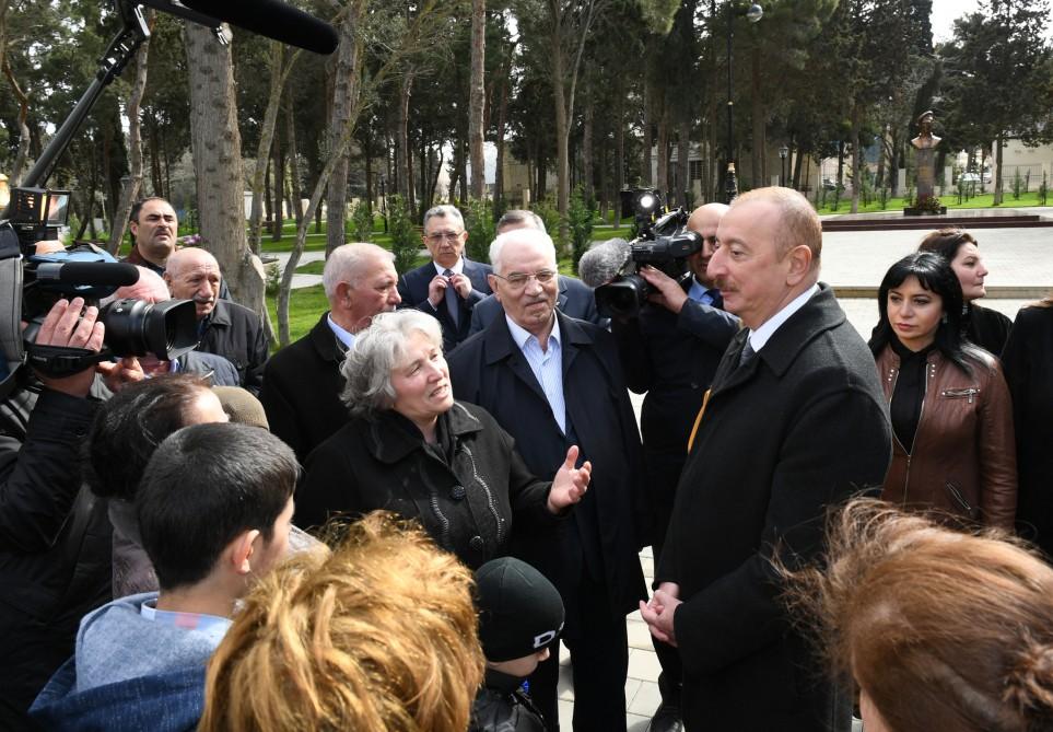 Azerbaijani president, First lady view conditions created at reconstructed Neftchilar park in Baku (PHOTO)