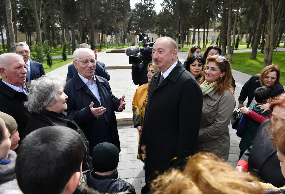 Azerbaijani president, First lady view conditions created at reconstructed Neftchilar park in Baku (PHOTO)