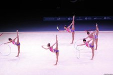 Qualifications of teams in group exercises with three hoops, two pairs of clubs held in World Cup (PHOTO)