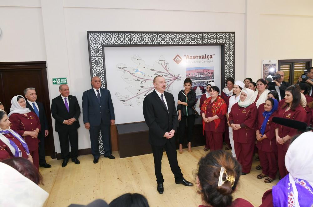 Azerbaijani president, first lady inaugurate Gobustan branch of Azerkhalcha OJSC (PHOTO)