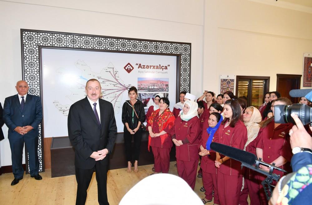 Azerbaijani president, first lady inaugurate Gobustan branch of Azerkhalcha OJSC (PHOTO)