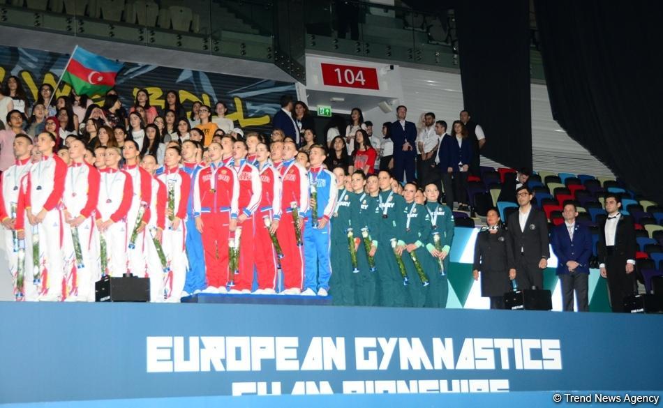 Awarding ceremony of winners of European Aerobic Gymnastics Championships in team competition among senior gymnasts held in Baku (PHOTO)