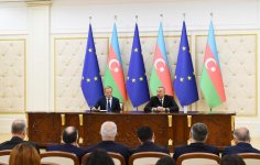 President Ilham Aliyev, President of European Council Donald Tusk make press statements (PHOTO)