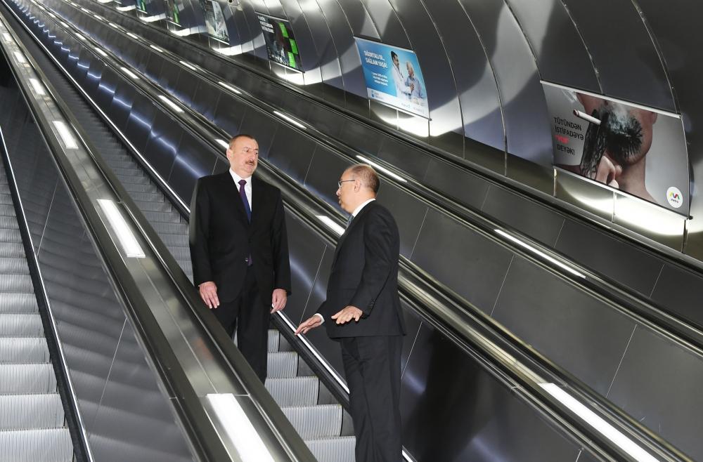 President Ilham Aliyev views work done at Khatai station of Baku Metro (PHOTO)