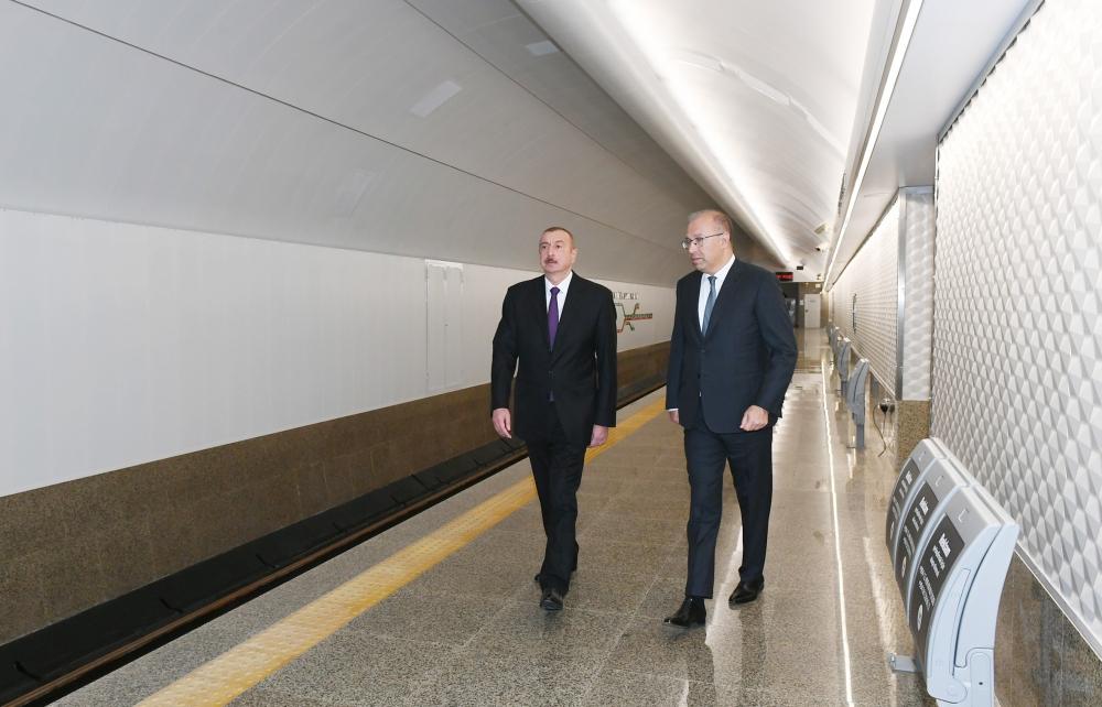 President Ilham Aliyev views work done at Khatai station of Baku Metro (PHOTO)