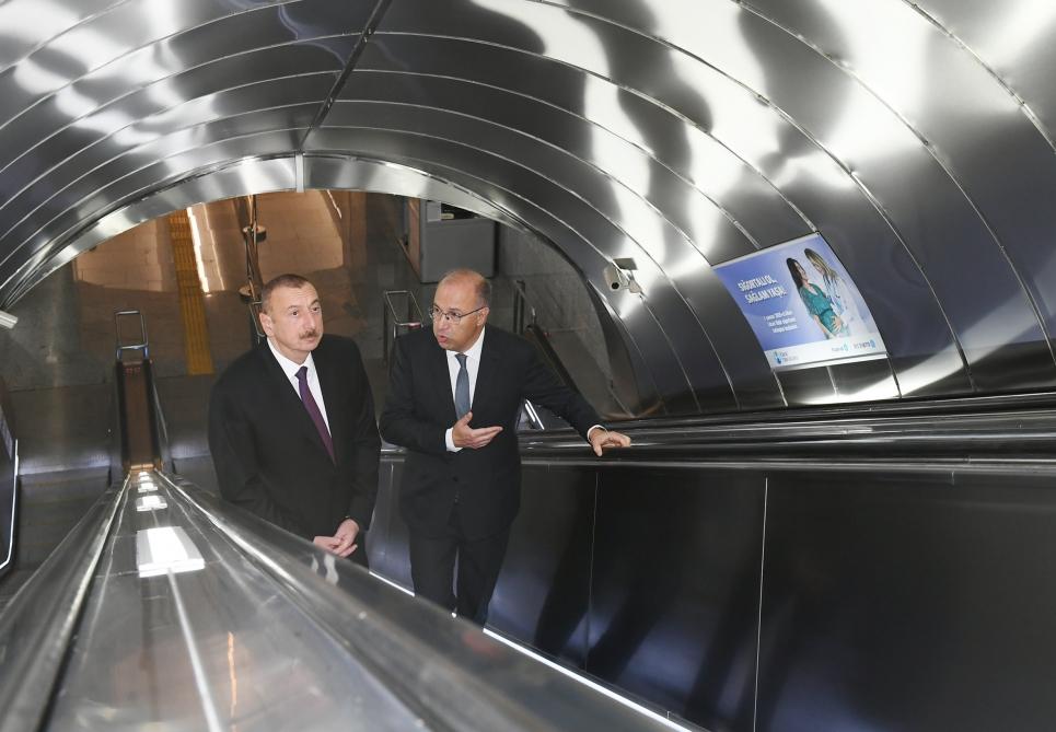 President Ilham Aliyev views work done at Khatai station of Baku Metro (PHOTO)