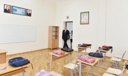 Azerbaijani president views conditions at newly-reconstructed school in Baku's Surakhani (PHOTO)