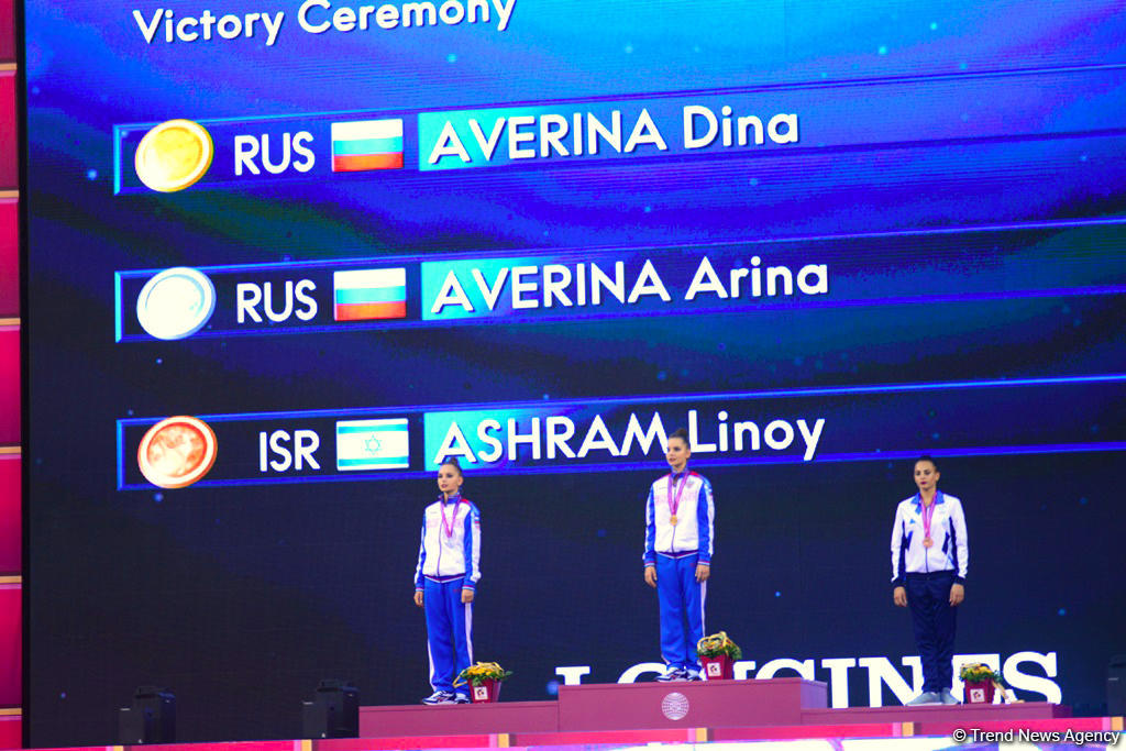 Baku hosts award ceremony for winners in finals of individual exercises at 37th  Rhythmic Gymnastics World Championships