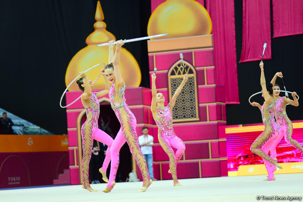 Team competitions in group exercises underway at 37th Rhythmic Gymnastics World Cup in Baku (PHOTO)