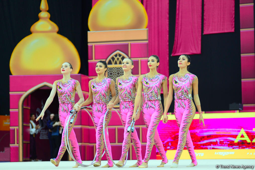 Team competitions in group exercises underway at 37th Rhythmic Gymnastics World Cup in Baku (PHOTO)