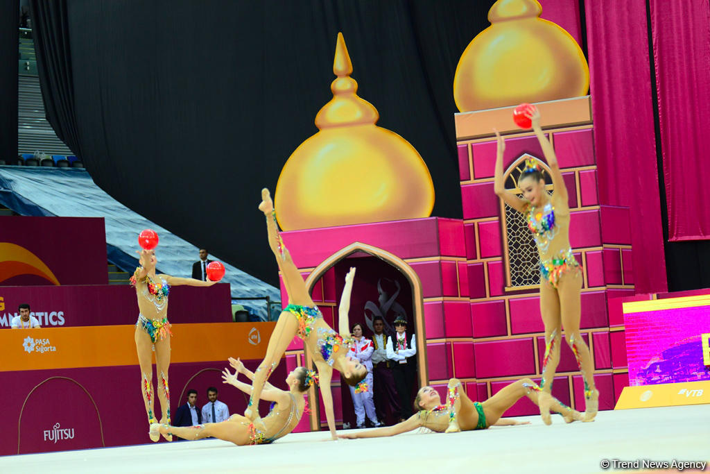 Team competitions in group exercises underway at 37th Rhythmic Gymnastics World Cup in Baku (PHOTO)
