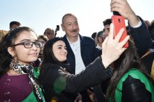 Azerbaijani president, first lady attend tree-planting campaign in Khatai district, Baku (PHOTO)