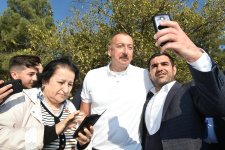 Azerbaijani president, first lady attend tree-planting campaign in Khatai district, Baku (PHOTO)