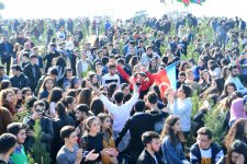 Azerbaijani president, first lady attend tree-planting campaign in Khatai district, Baku (PHOTO)