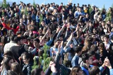 Azerbaijani president, first lady attend tree-planting campaign in Khatai district, Baku (PHOTO)