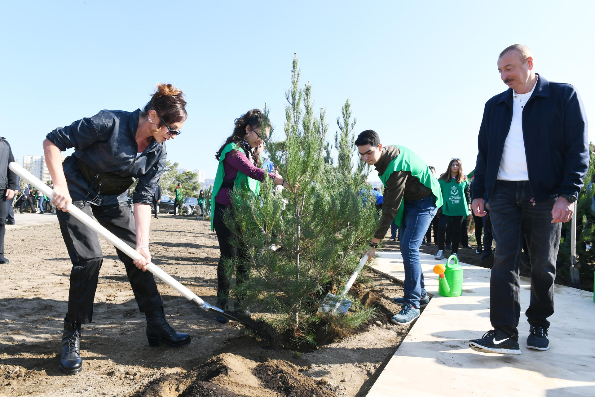 Azerbaijani president, first lady attend tree-planting campaign in Khatai district, Baku (PHOTO)