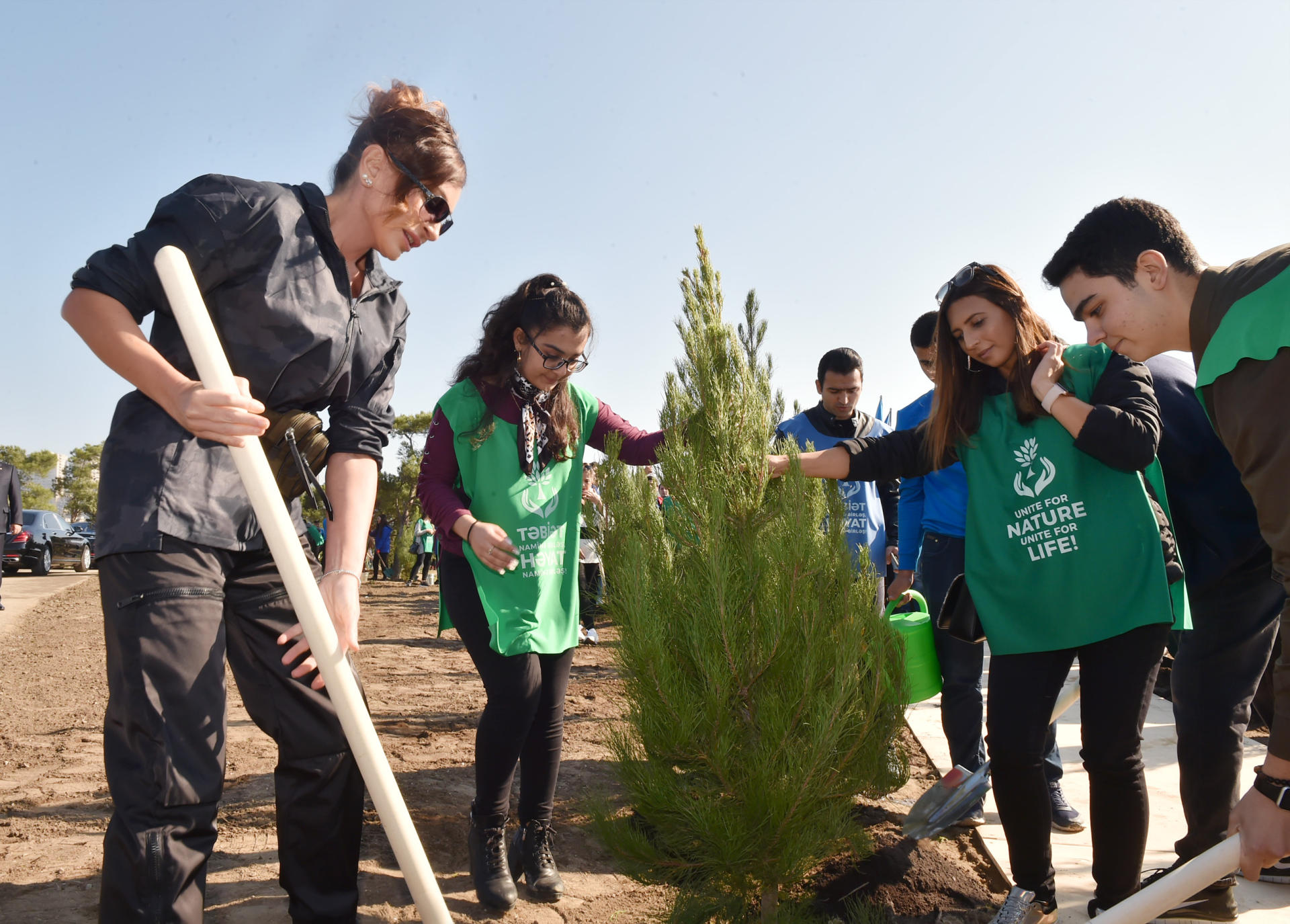 Azerbaijani president, first lady attend tree-planting campaign in Khatai district, Baku (PHOTO)