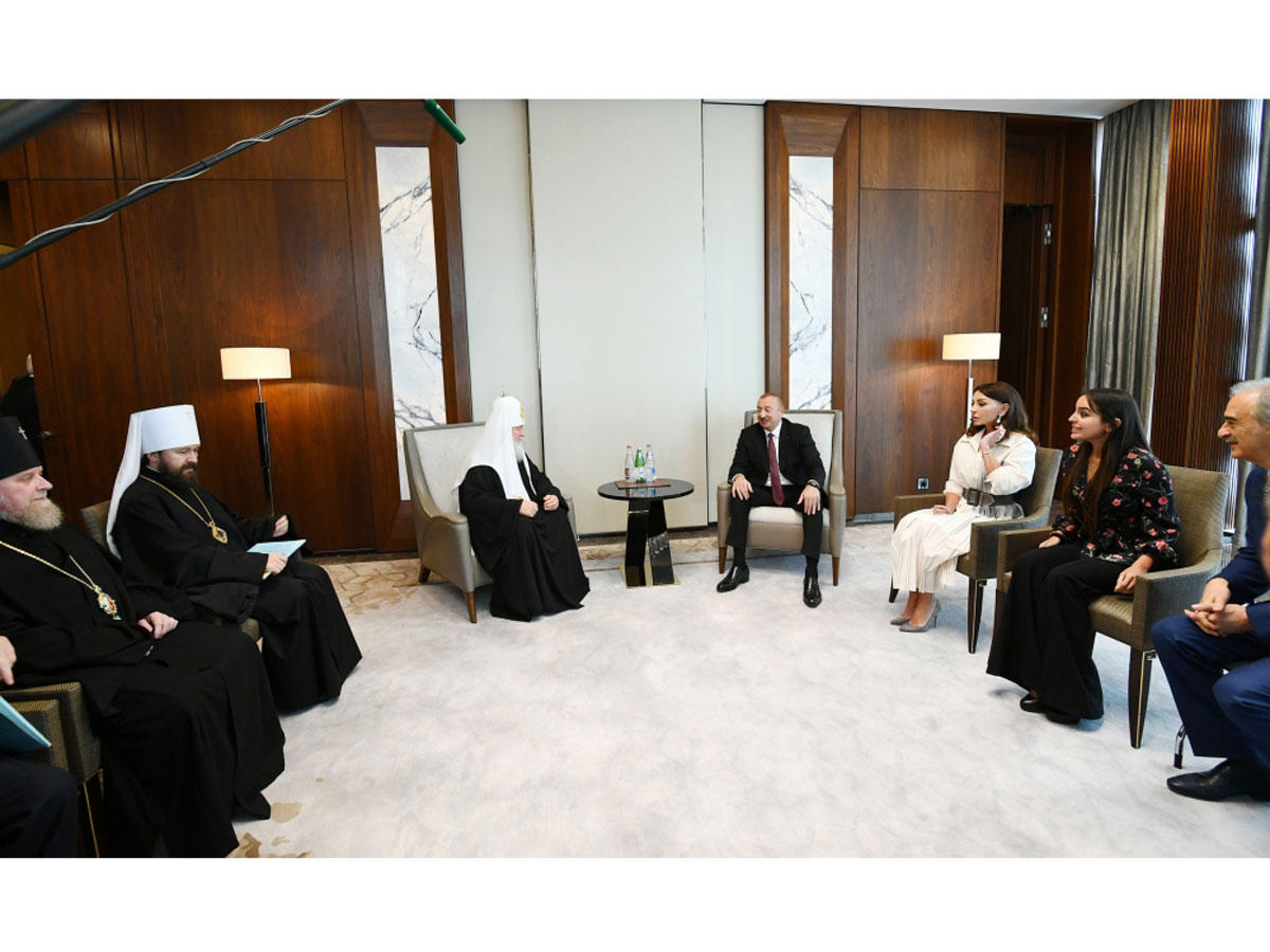 Azerbaijani president, first lady meet with Patriarch Kirill of Moscow and All Russia (UPDATE)