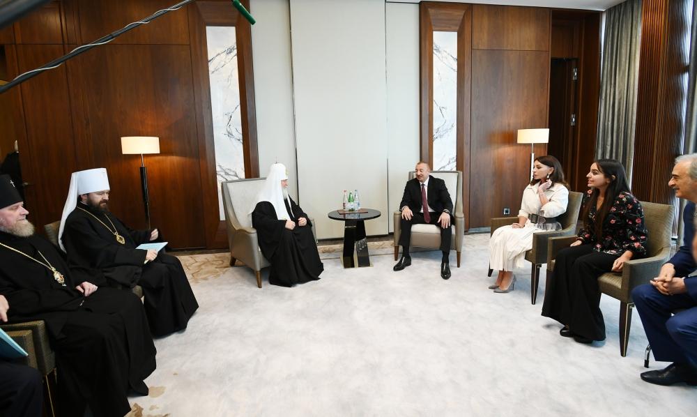 Azerbaijani president, first lady meet with Patriarch Kirill of Moscow and All Russia (UPDATE)