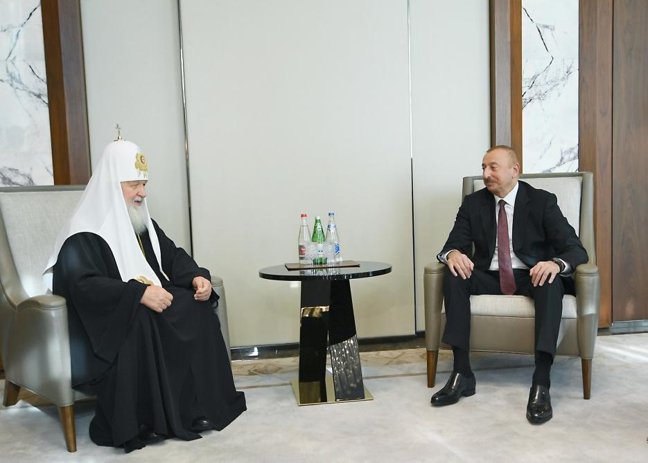 Azerbaijani president, first lady meet with Patriarch Kirill of Moscow and All Russia (UPDATE)