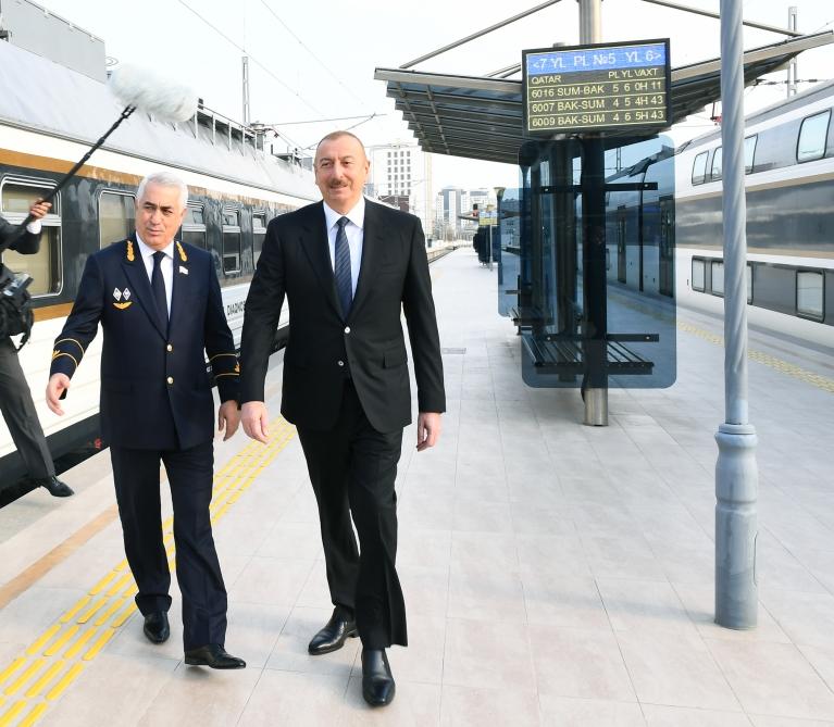 President Ilham Aliyev inaugurates Pirshaghi railway Station (PHOTO)