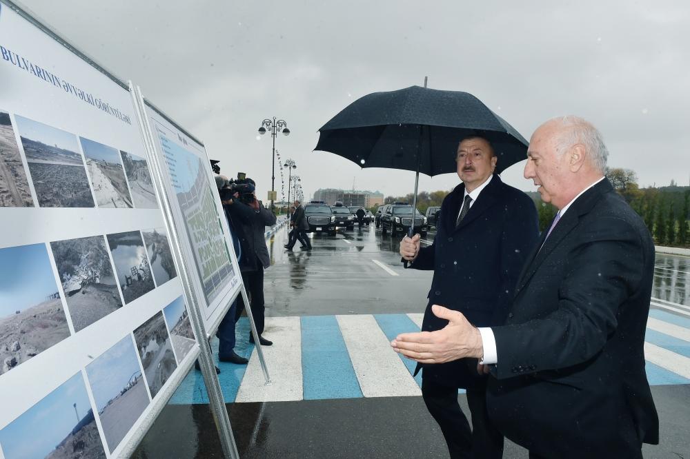 President Ilham Aliyev views conditions created at newly built part of Sumgayit Boulevard Complex (PHOTO)