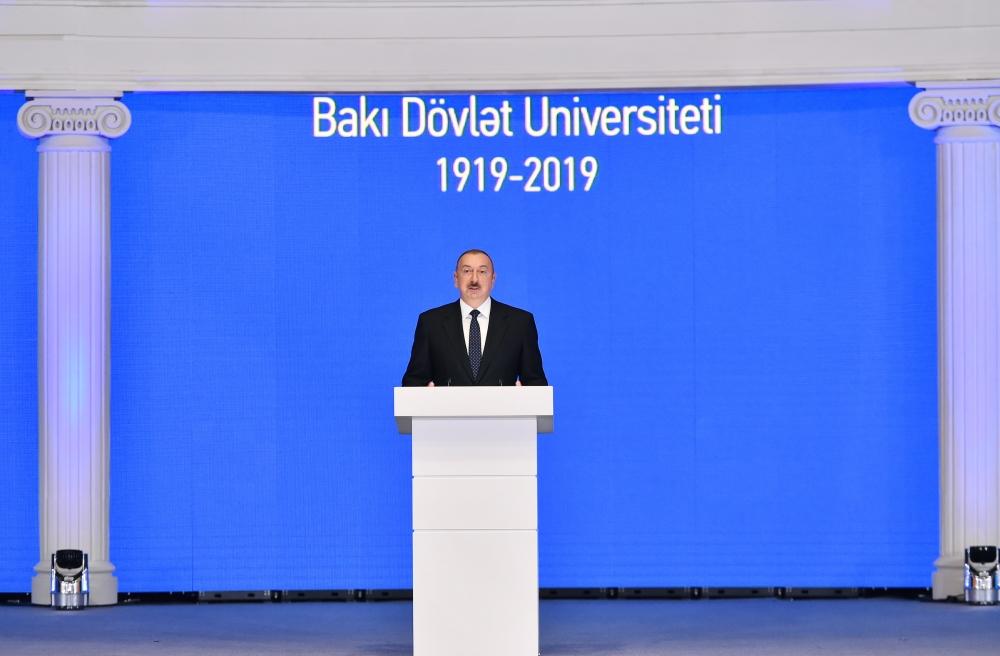 President Aliyev attends ceremony to mark 100th anniversary of Baku State University (PHOTO)