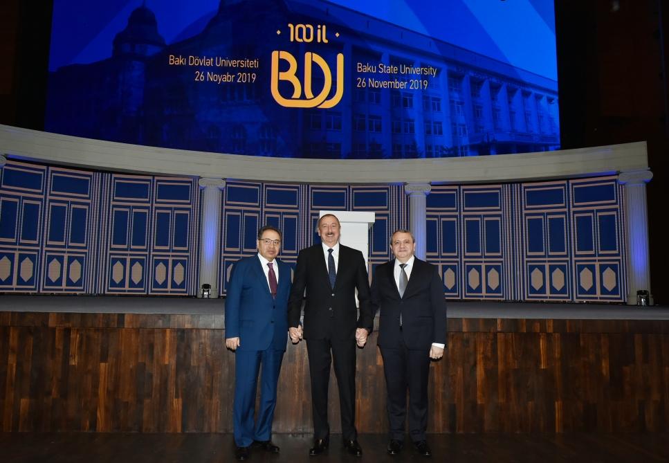 President Aliyev attends ceremony to mark 100th anniversary of Baku State University (PHOTO)