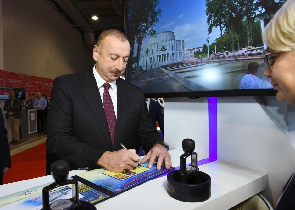 Azerbaijani president with first lady view Bakutel 2019 exhibition (PHOTO)