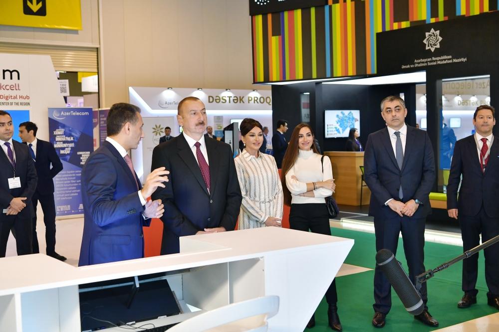 Azerbaijani president with first lady view Bakutel 2019 exhibition (PHOTO)