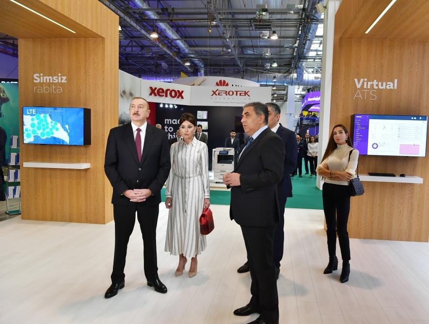 Azerbaijani president with first lady view Bakutel 2019 exhibition (PHOTO)