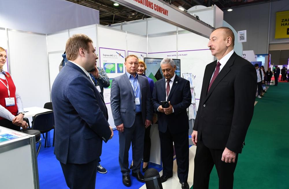 Azerbaijani president with first lady view Bakutel 2019 exhibition (PHOTO)