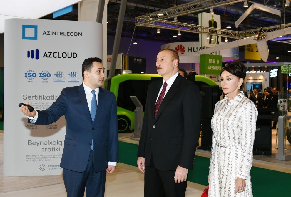 Azerbaijani president with first lady view Bakutel 2019 exhibition (PHOTO)