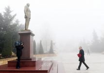 Azerbaijani president arrives in Shamakhi district (PHOTO)